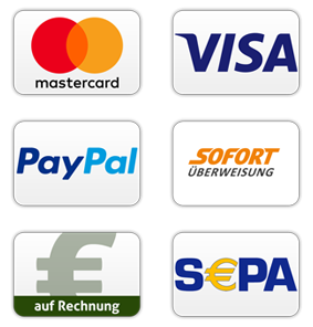 Bezahloptionen - Paypal, Visa, Kreditkarte...